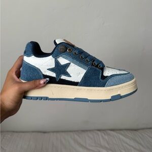 StarryClimb Denim Skate Shoes - White and Blue